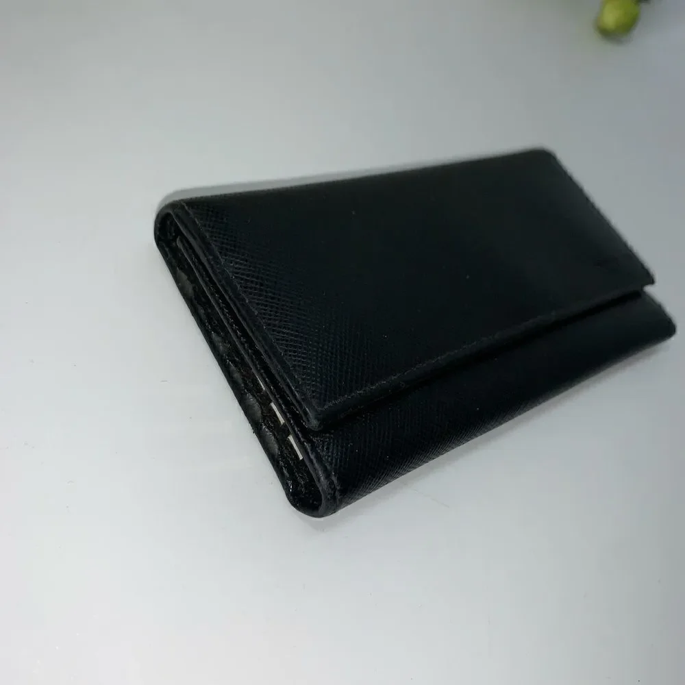 Authentic Prada Saffiano Leather 6 Key Wallet Black